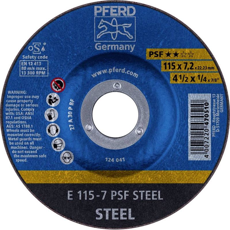 Foto van Pferd 62011634 e 115-7 psf steel afbraamschijf gebogen 115 mm 22.23 mm 10 stuk(s)