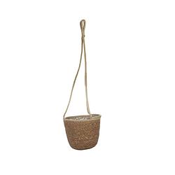 Foto van Hangende plantenpot/bloempot van jute/zeegras diameter 19 cm en hoogte 17 cm camel bruin - plantenpotten