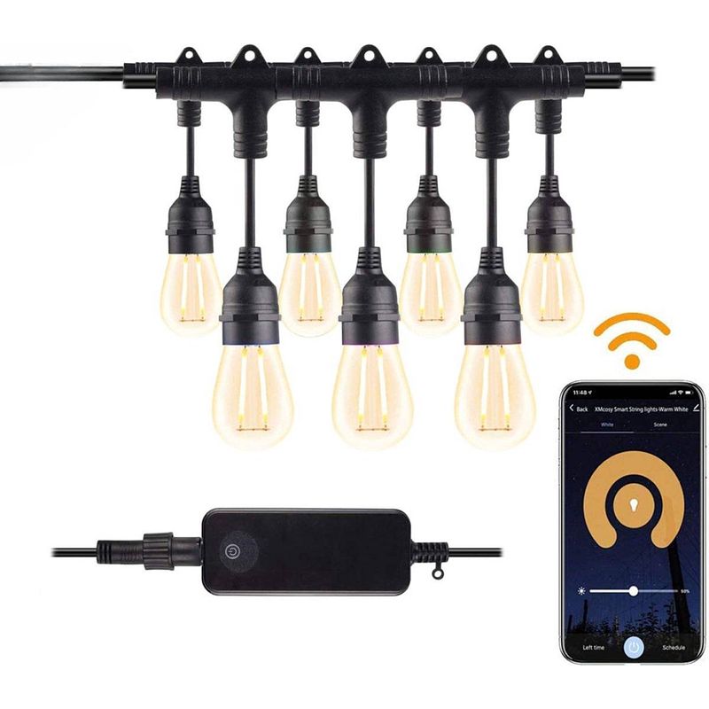 Foto van Nince smart tuinverlichting 15m - bedien met smartphone - sfeervolle tuinverlichting - lichtsnoer - e27