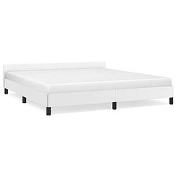 Foto van The living store bedframe - kunstleer - multiplex lattenbodem - wit - 203 x 163 x 50 cm - geschikt voor 160 x 200 cm