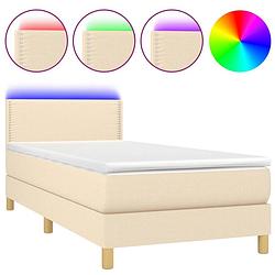 Foto van The living store boxspring bed - 193 x 90 cm - duurzaam materiaal - verstelbaar hoofdbord - led-verlichting -