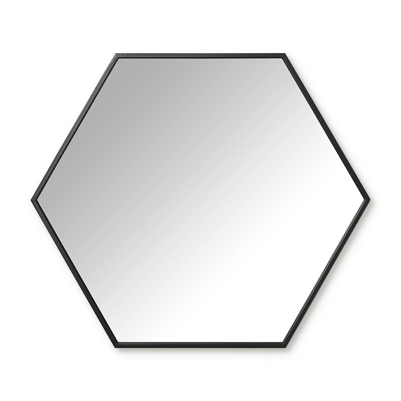 Foto van Spiegel hexagon - zwart - 73x63 cm