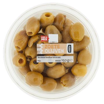 Foto van 3 voor € 6,00 | jumbo zoete olijven 150g aanbieding bij jumbo