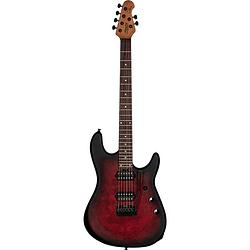 Foto van Sterling by music man jason richardson cutlass 6 dark scarlet burst satin elektrische gitaar met deluxe gigbag