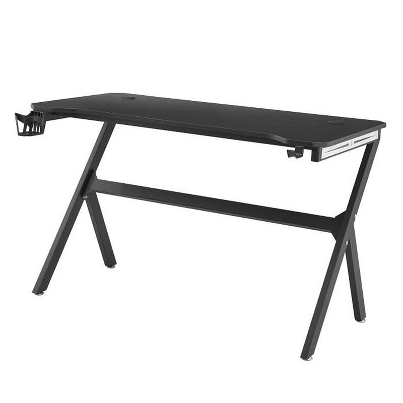 Foto van Cgm gaming bureau zwart l 120 x b 60 x h 74 cm - bekerhouder en helmhouder - gamer