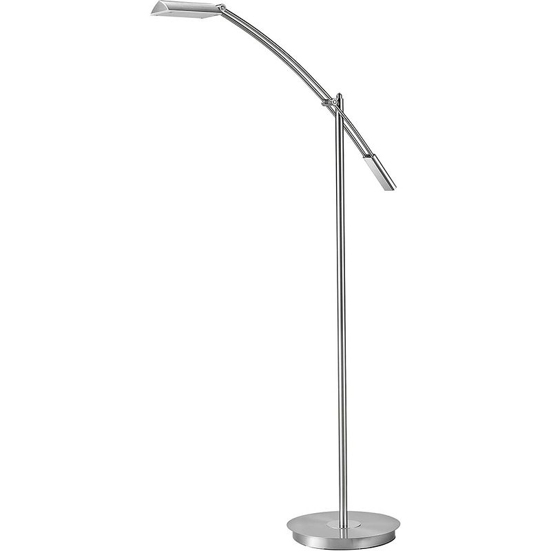 Foto van Led vloerlamp - trion veroni - 12w - warm wit 3000k - dimbaar - rechthoek - mat nikkel - aluminium