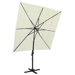 Foto van Vidaxl parasol 4-laags met aluminium paal 250x250 cm zandkleurig