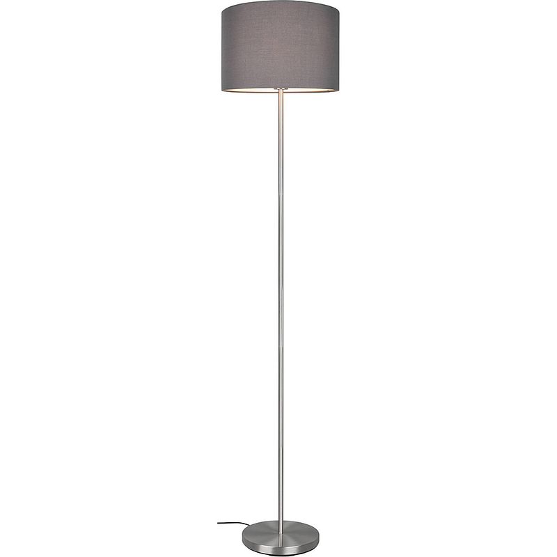 Foto van Led vloerlamp - trion hotia - e27 fitting - rond - mat grijs - aluminium