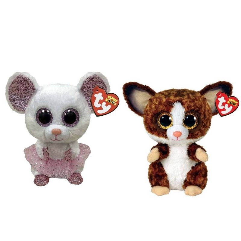 Foto van Ty - knuffel - beanie boo'ss - nina mouse & bush baby galago