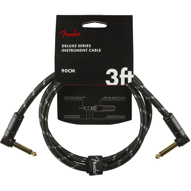 Foto van Fender deluxe cables instrumentkabel 90 cm zwart tweed