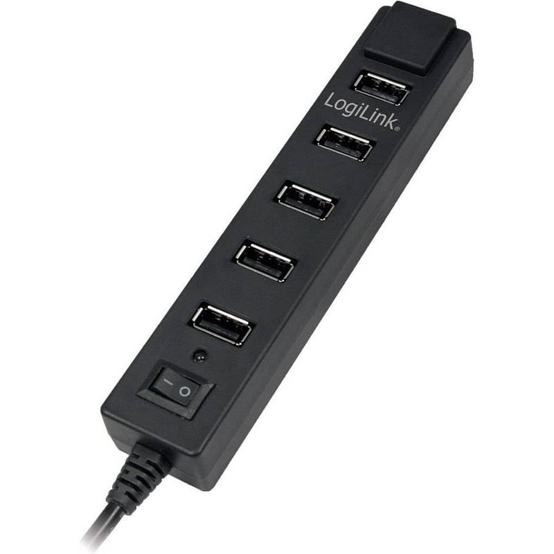 Foto van Logilink ua0124 usb 2.0-hub 7 poorten zwart