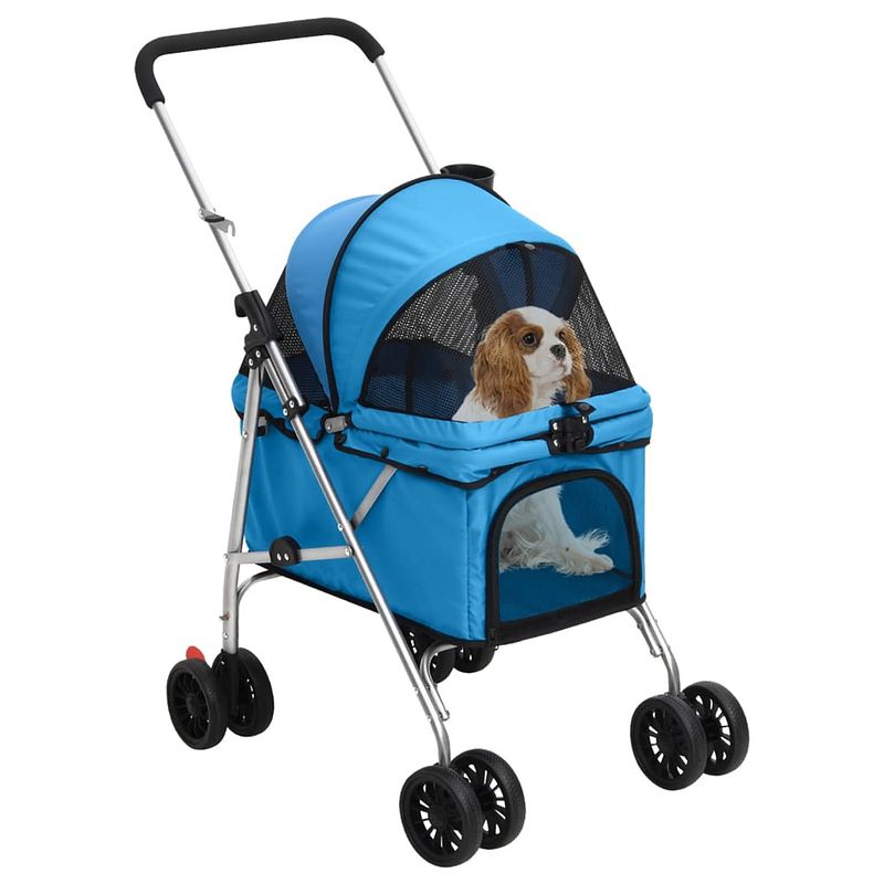 Foto van The living store puppywagen - blauw - 76 x 50 x 100 cm - inklapbaar - 300d oxford stof