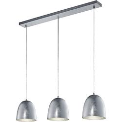 Foto van Led hanglamp - hangverlichting - trion onutia - e14 fitting - 3-lichts - rechthoek - mat zilver - aluminium