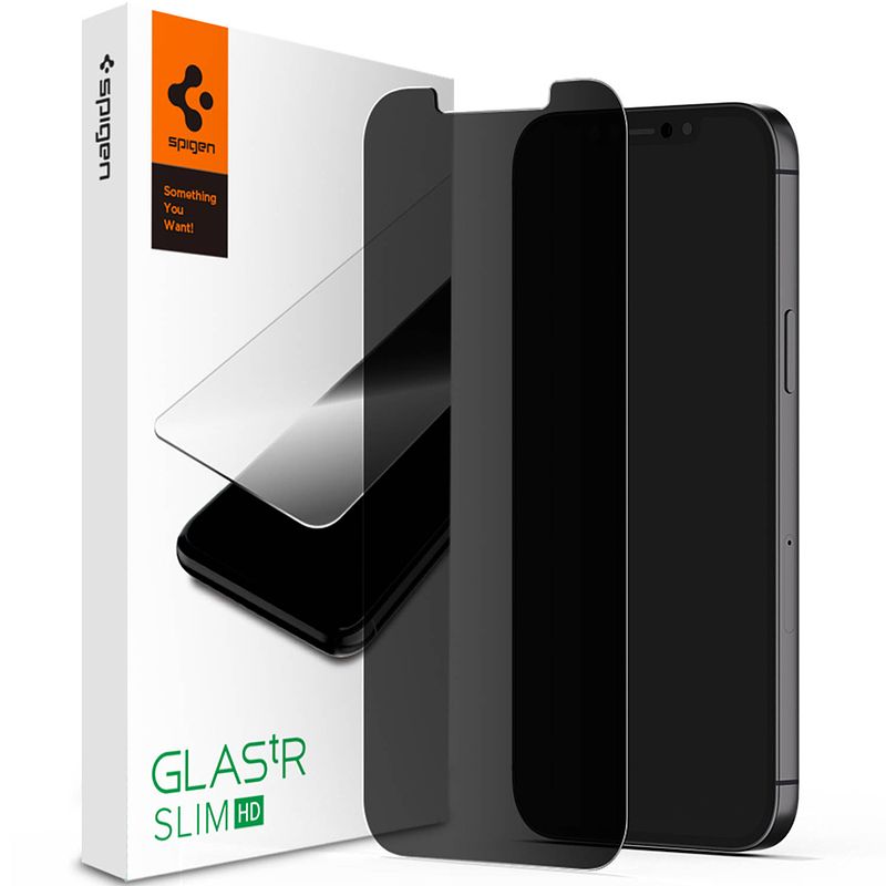 Foto van Spigen glastr privacy screenprotector voor de iphone 12 mini