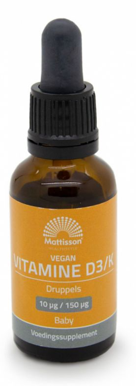 Foto van Mattisson healthstyle vitamine d3&k baby vegan druppels