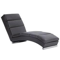 Foto van The living store chaise longue - comfortabel grijs - 155x51x71 cm - roestvrijstalen poten