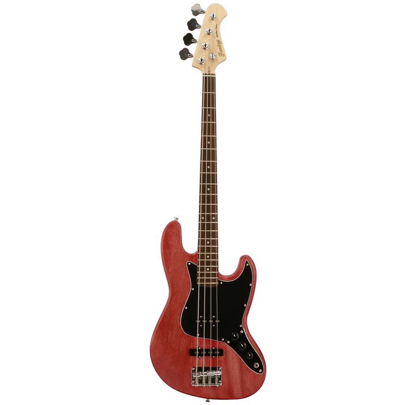 Foto van Fazley outlaw series judge basic red elektrische basgitaar met gigbag