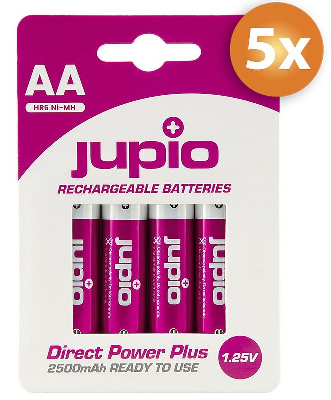 Foto van Pak van 20 x jupio aa batterijen direct power plus 2500mah