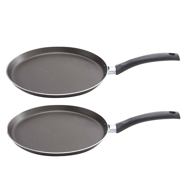 Foto van Set van 2x stuks aluminium pannekoekenpan chef-line pro met anti-aanbak laag 24 cm - koekenpannen