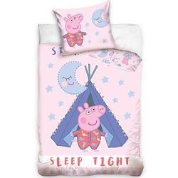 Foto van Peppa pig dekbedovertrek sleep tight - 140 x 200 cm - roze