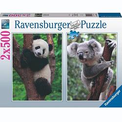 Foto van Ravensburger puzzel panda en koala 2 x 500 stukjes