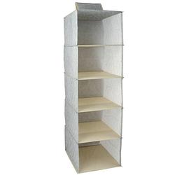 Foto van Msv kast organiser - hangend - 5 vakken - 28 x 28 x 95 cm - grijs - opbergmanden