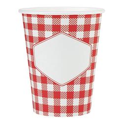 Foto van Boerenbont oktoberfest thema wegwerp bekertjes - 10x stuks - 270 ml - gingham/vichy print - feestbekertjes