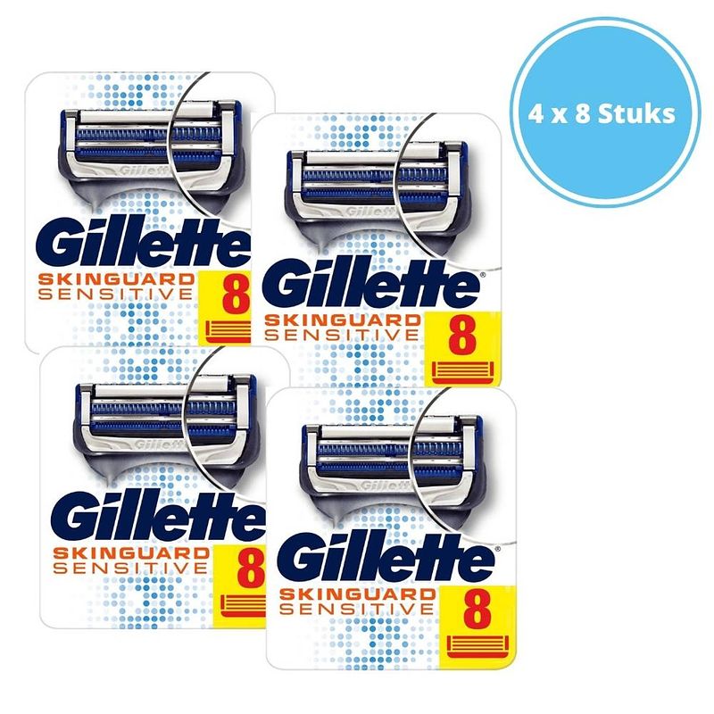 Foto van Gillette skinguard sensitive scheermesjes - mannen - 8 stuks - 4 stuks