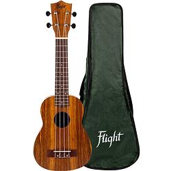 Foto van Flight natural series nus200 teak sopraan ukelele met brede topkam inclusief gigbag