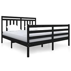 Foto van The living store bedframe - grenenhout - 205.5 x 146 x 100 cm - zwart