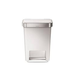 Foto van Afvalemmer rectangular met liner pocket kunststof 45 liter - wit - simplehuman