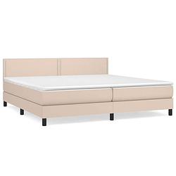 Foto van The living store boxspringbed - cappuccino - kunstleer - 203 x 200 x 78/88 cm - pocketvering matras - middelharde