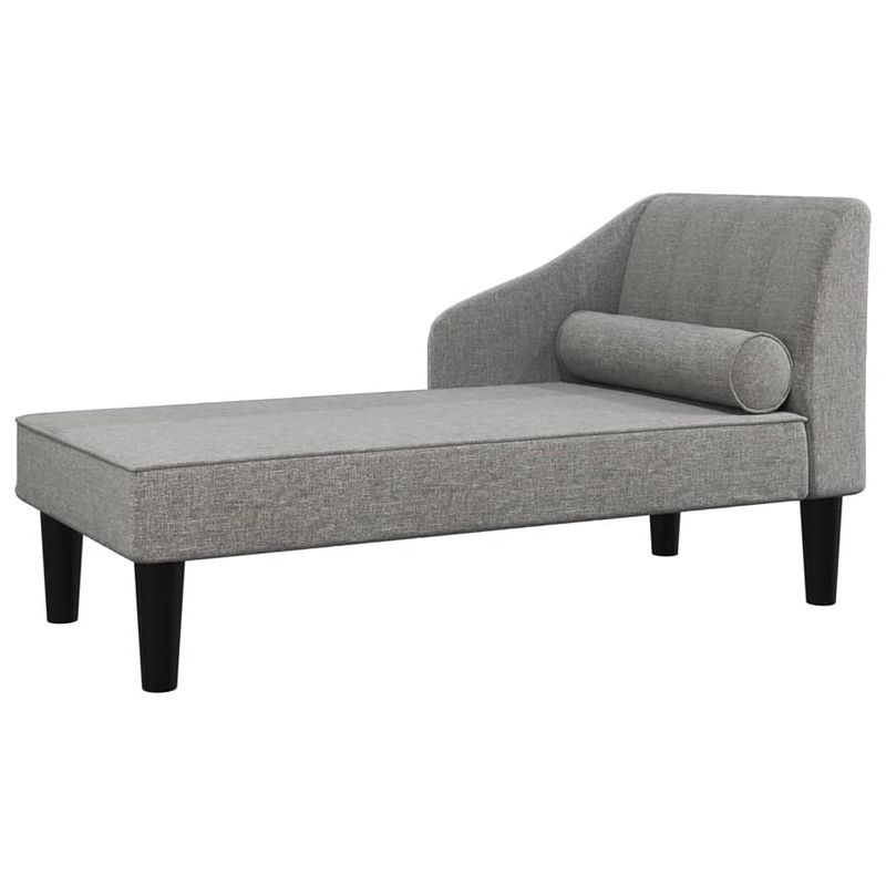 Foto van Vidaxl chaise longue met bolster stof lichtgrijs