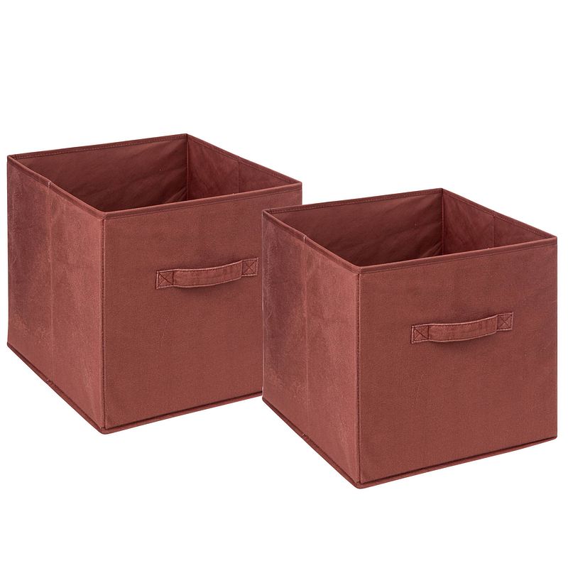 Foto van Opbergmand/kastmand - 2x stuks - 29 liter - bordeaux rood - 31 x 31 x 31 cm - opbergmanden