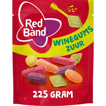 Foto van Red band winegum zuur snoep 225g bij jumbo