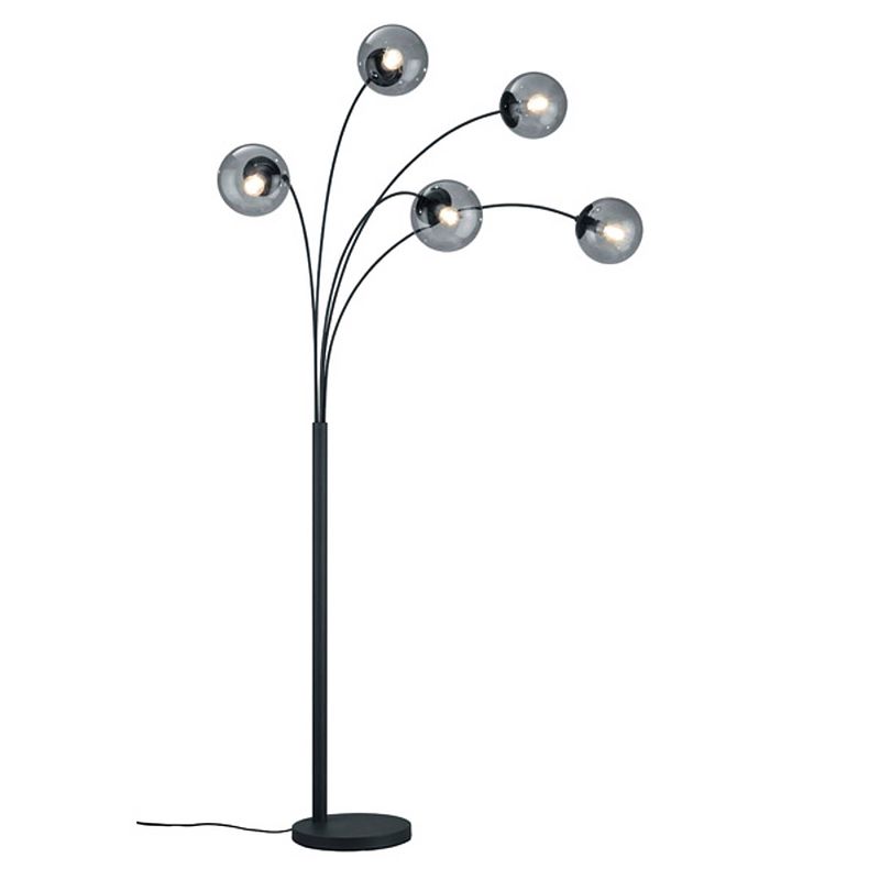 Foto van Moderne vloerlamp balini - metaal - grijs - vloerlampen woonkamer - 5 lichts - glas