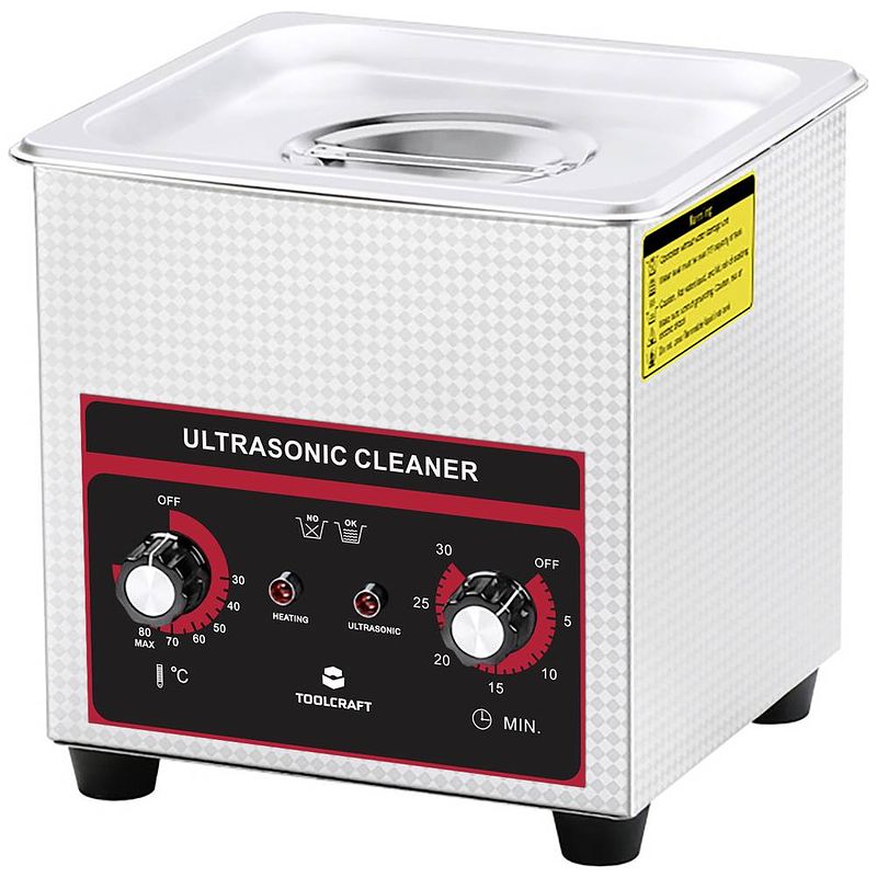 Foto van Toolcraft usc-130 ultrasoonreiniger sieraden, kantoorartikelen, werkplaats 160 w 1.3 l met verwarming, met reinigingskorf