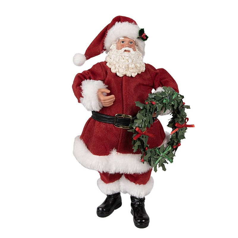 Foto van Haes deco - kerstman deco figuur 16x8x28 cm - rood - kerst figuur, kerstdecoratie