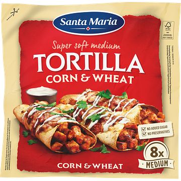 Foto van Santa maria tortilla wraps corn&wheat medium 8 stuks 336g bij jumbo