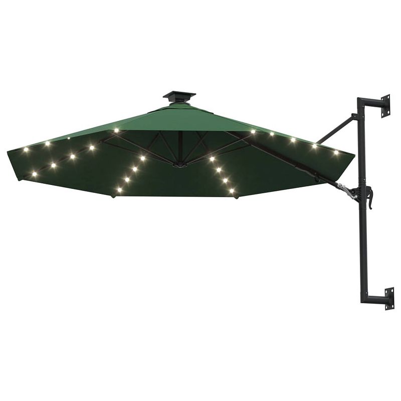 Foto van The living store wandparasol groen 300 x 131 cm - uv-beschermend - gemakkelijk schoon te maken - kantelbaar - stabiel -