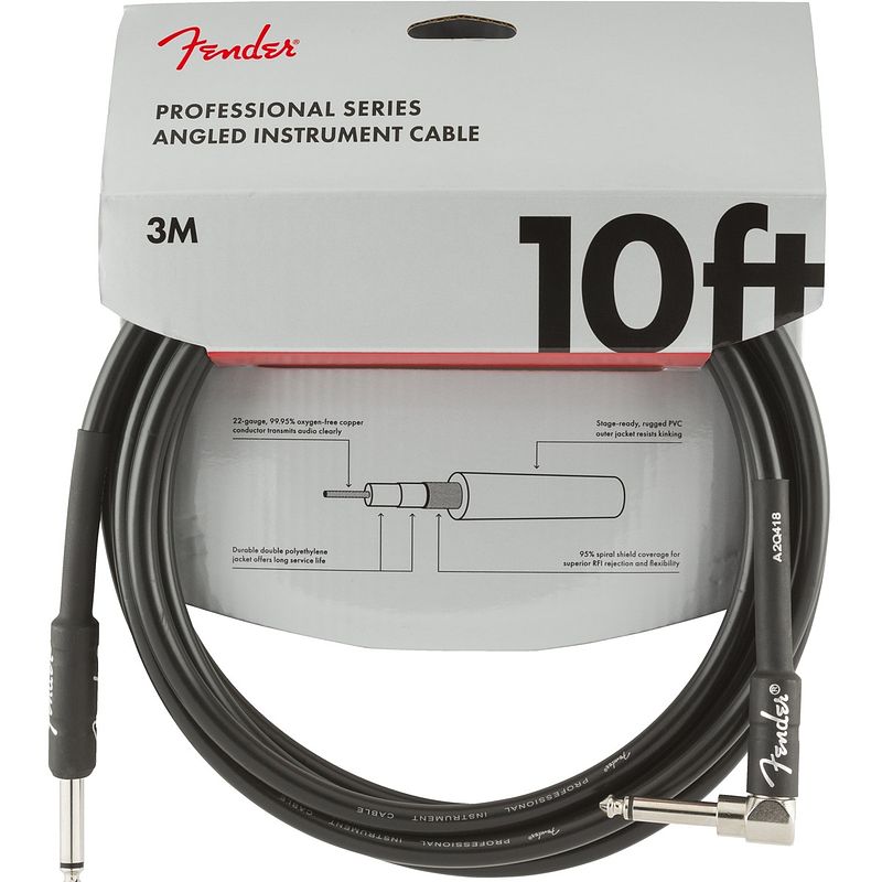 Foto van Fender professional series black jackkabel 3m haaks