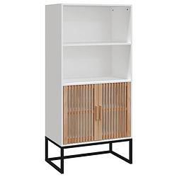 Foto van The living store hoge kast - wit - 60 x 35 x 125 cm - duurzaam hout - stabiele ijzeren poten