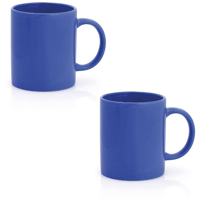 Foto van 2x drinkbekers/mokken blauw 370 ml - bekers