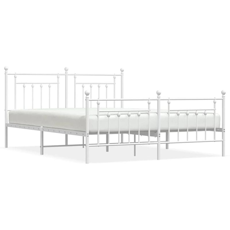 Foto van The living store bedframe klassiek - metaal - 207 x 166 x 97 cm - wit