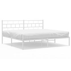 Foto van Vidaxl bedframe met hoofdbord metaal wit 183x213 cm