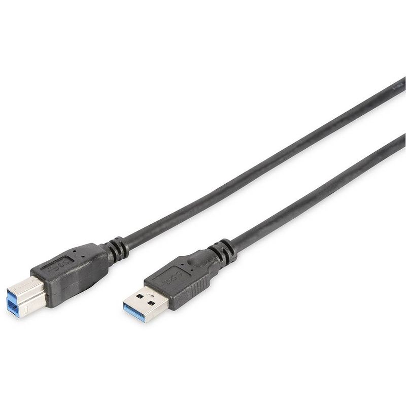 Foto van Digitus usb-kabel usb 3.2 gen1 (usb 3.0 / usb 3.1 gen1) usb-a stekker, usb-b stekker 1.80 m zwart rond, afgeschermd (drievoudig) db-300115-018-s