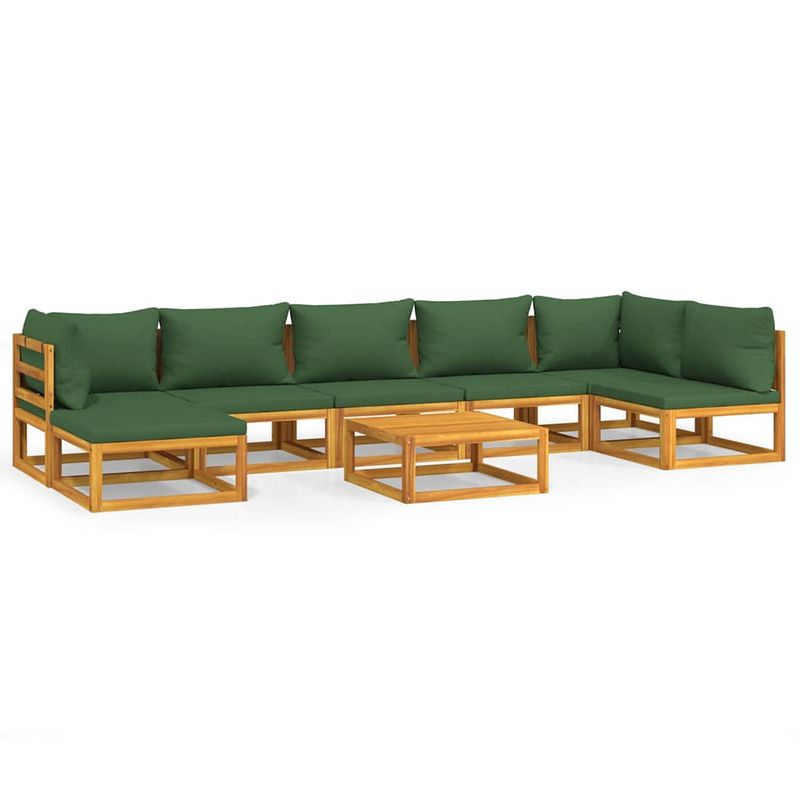 Foto van Vidaxl 8-delige loungeset met groene kussens massief hout