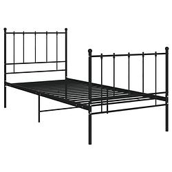 Foto van The living store bedframe - eenpersoons bed - gepoedercoat metaal - 206 x 105 x 99 cm - zwart