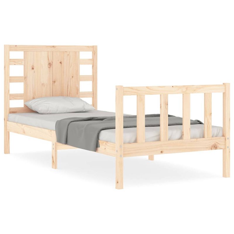 Foto van The living store massief grenenhouten bedframe - 205.5 x 95.5 x 100 cm - multiplex lattenbodem