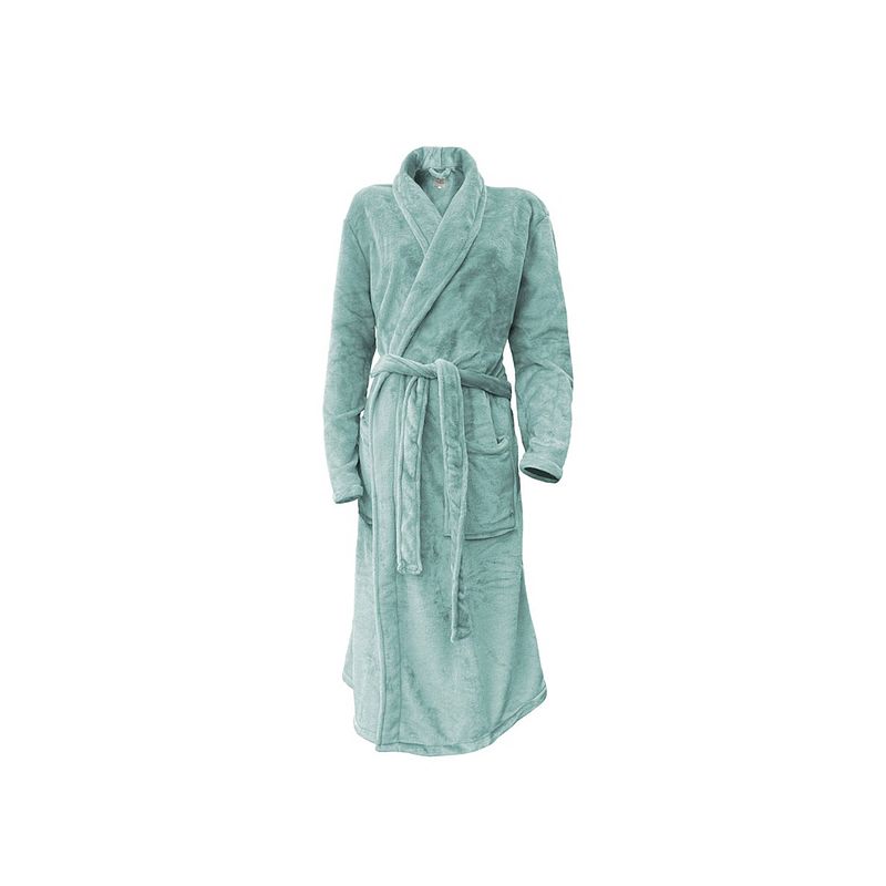 Foto van Linnick flanel fleece badjas uni - mint groen - xl